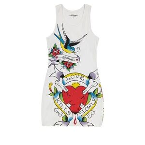 Ed Hardy Women's White Tattoo-Inspired Mini Dress